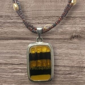 VINTAGE BROWN GLASS BEADS W/PENDANT - KENNETH COLE